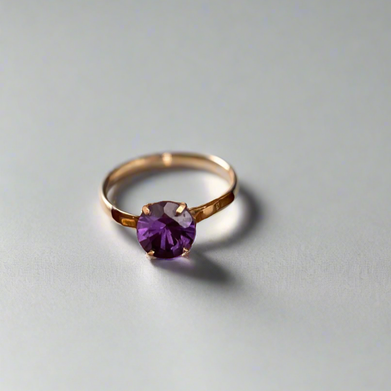 Vintage 14k Rose Gold Amethyst Ring