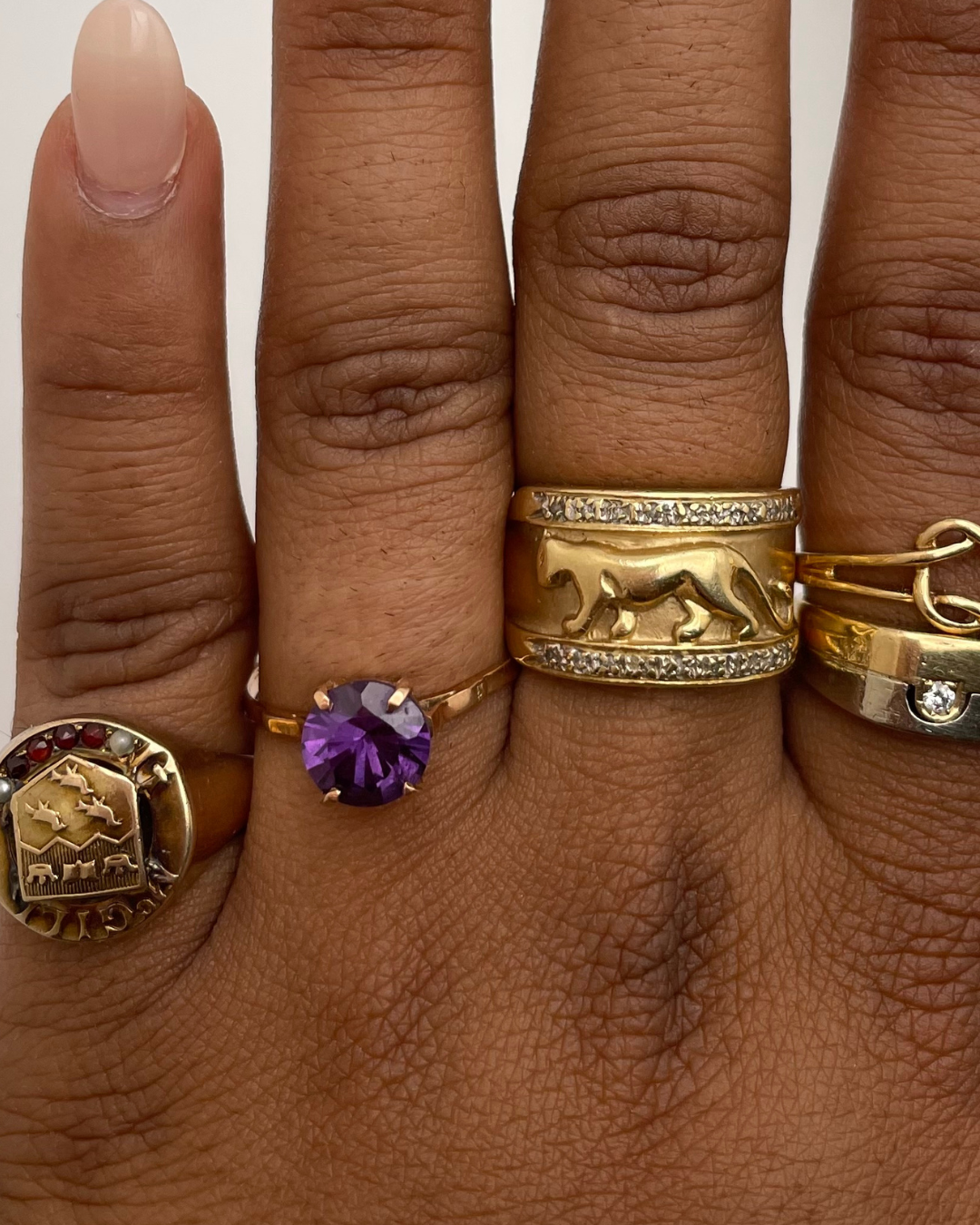Vintage 14k Rose Gold Amethyst Ring