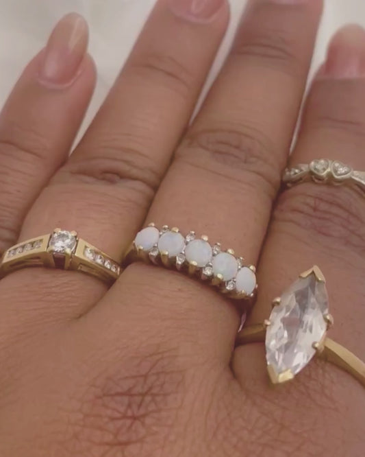 10k Gold Opal & Diamond Ring