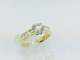14k Yellow Gold Round and Baguette Cut 90pt Diamond Ring
