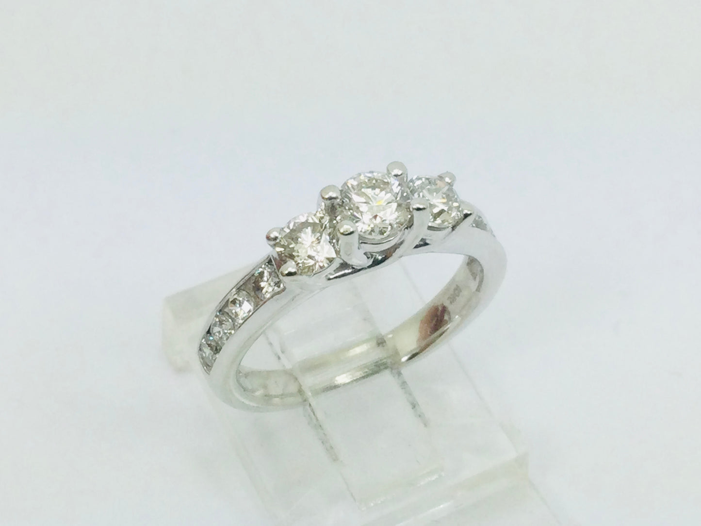 10k White Gold Round Cut 0.86ct Diamond Trinity and Channel Set Ring