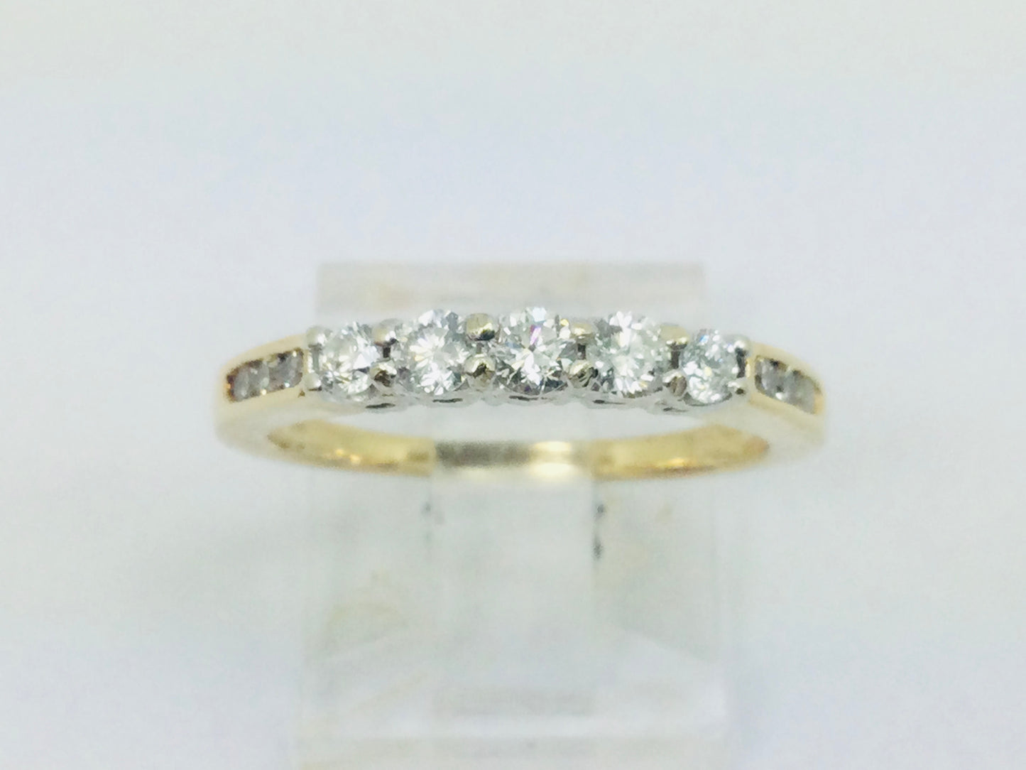 14k Yellow Gold Round Cut 50pt Diamond Row Set Past, Present, Future Ring