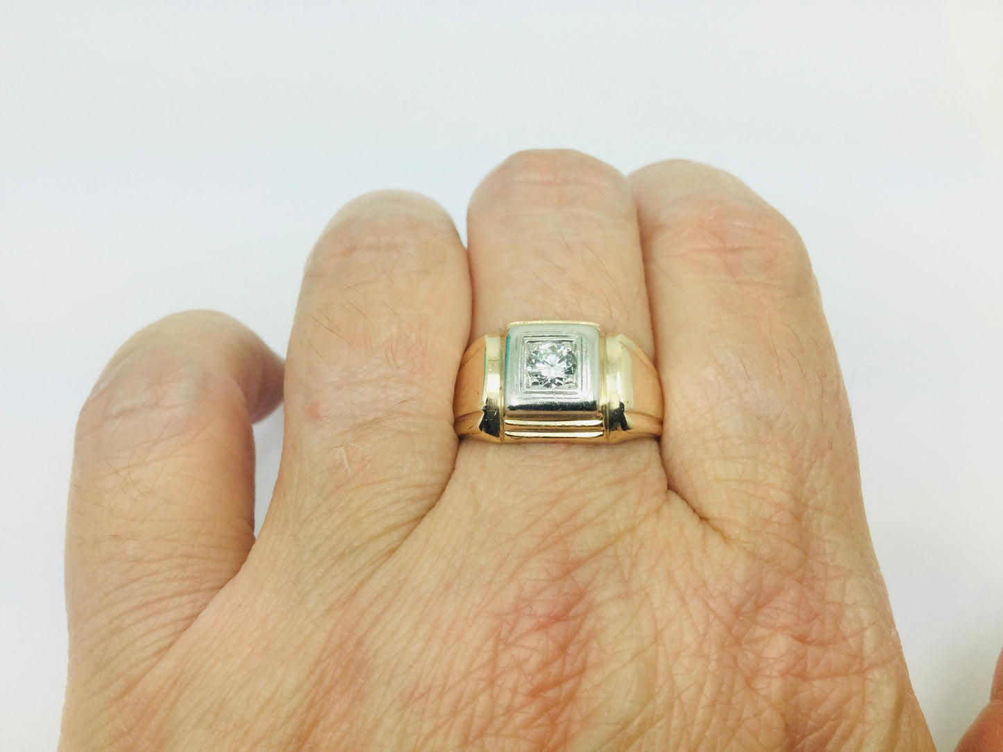 10k Yellow and White Gold Round Cut 25pt Diamond Solitaire Ring