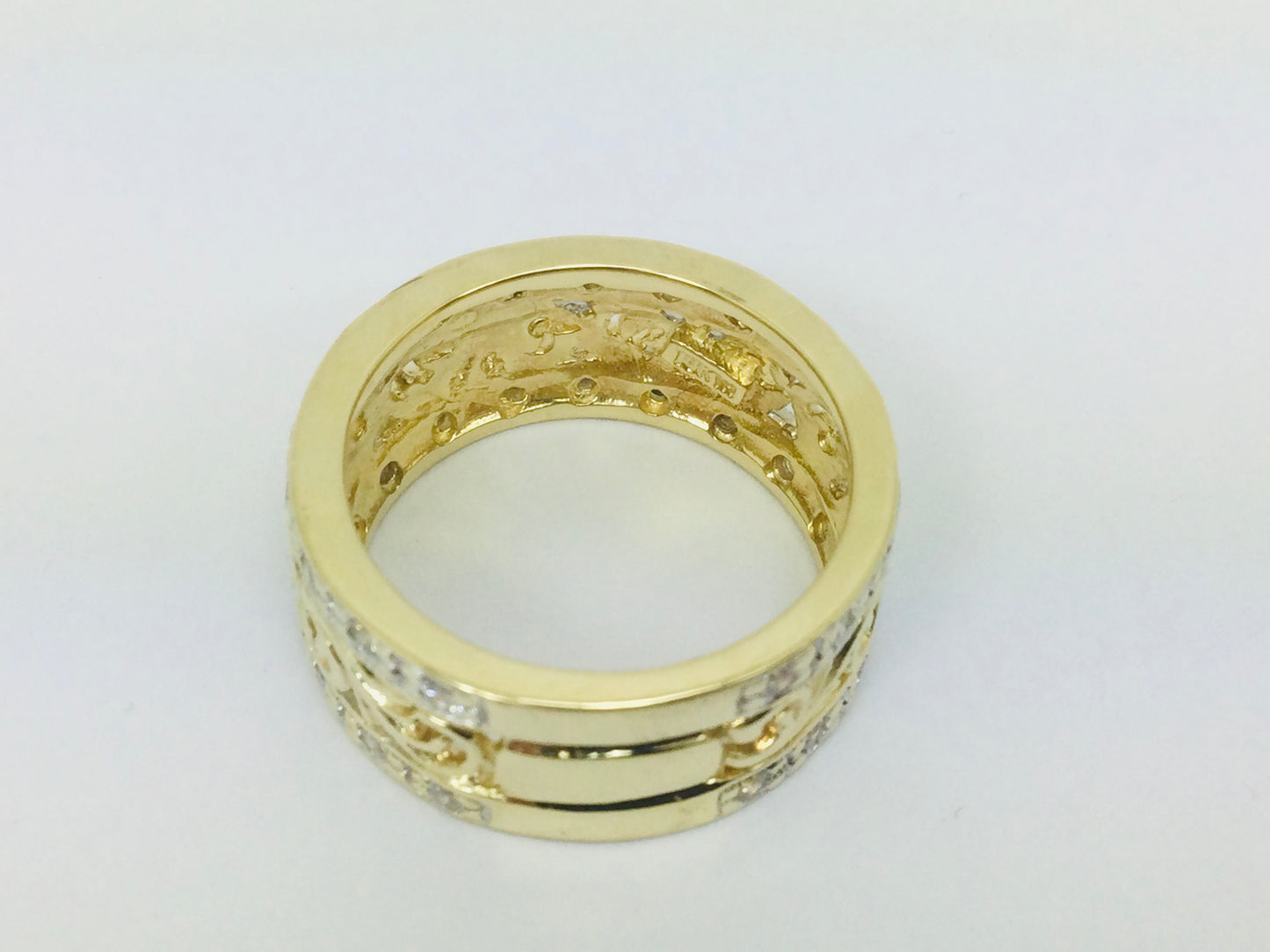 18k Yellow Gold CZ Row Set Vine Band Ring