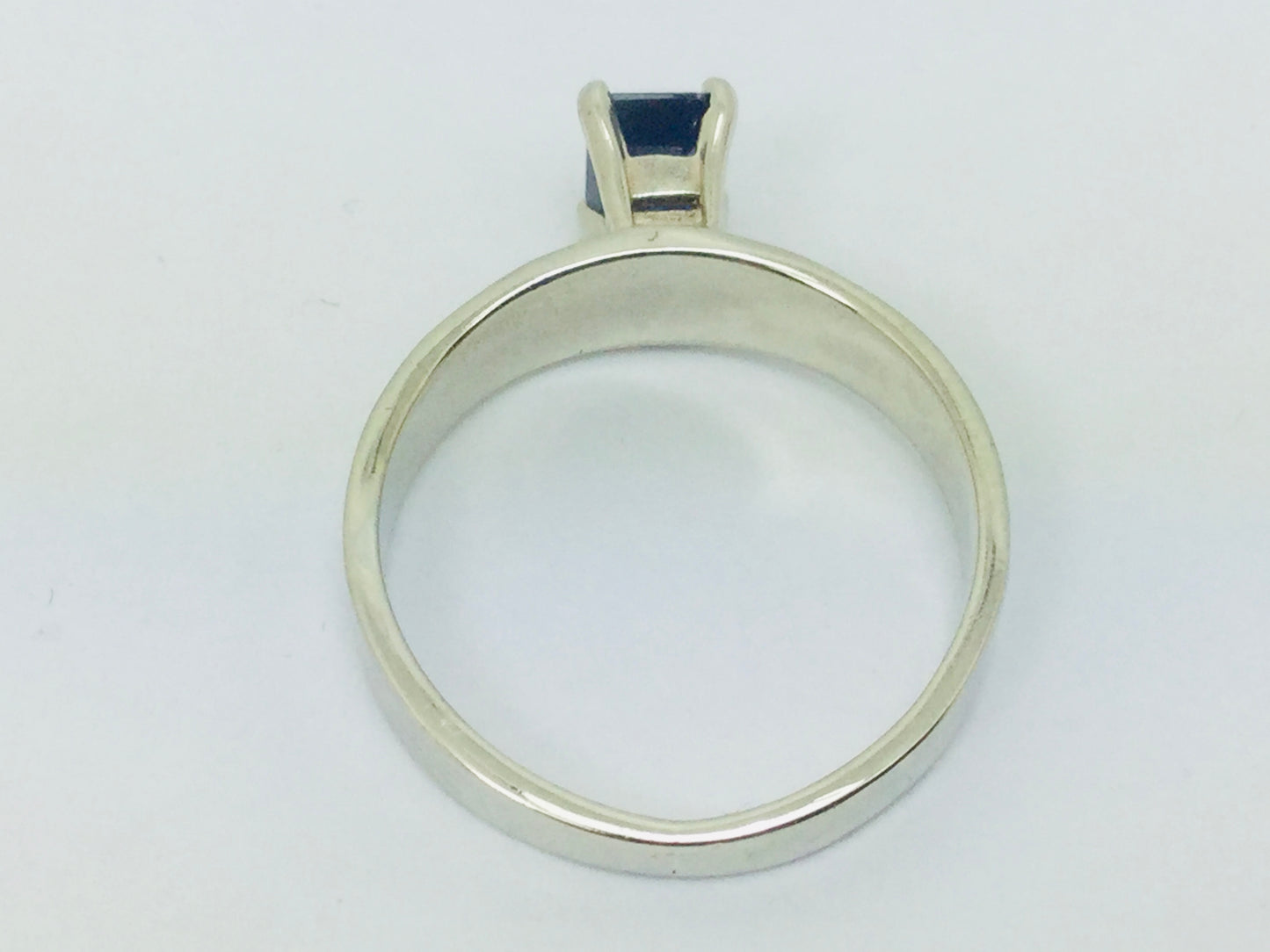 14k White Gold Emerald Cut 66pt Sapphire September Birthstone Ring