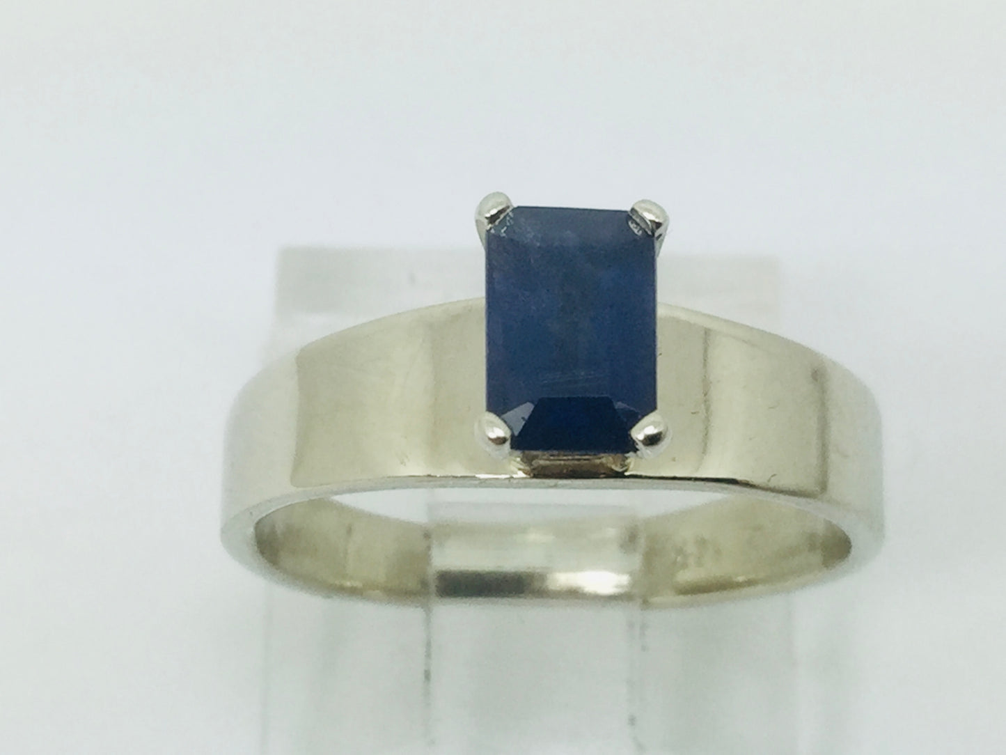 14k White Gold Emerald Cut 66pt Sapphire September Birthstone Ring
