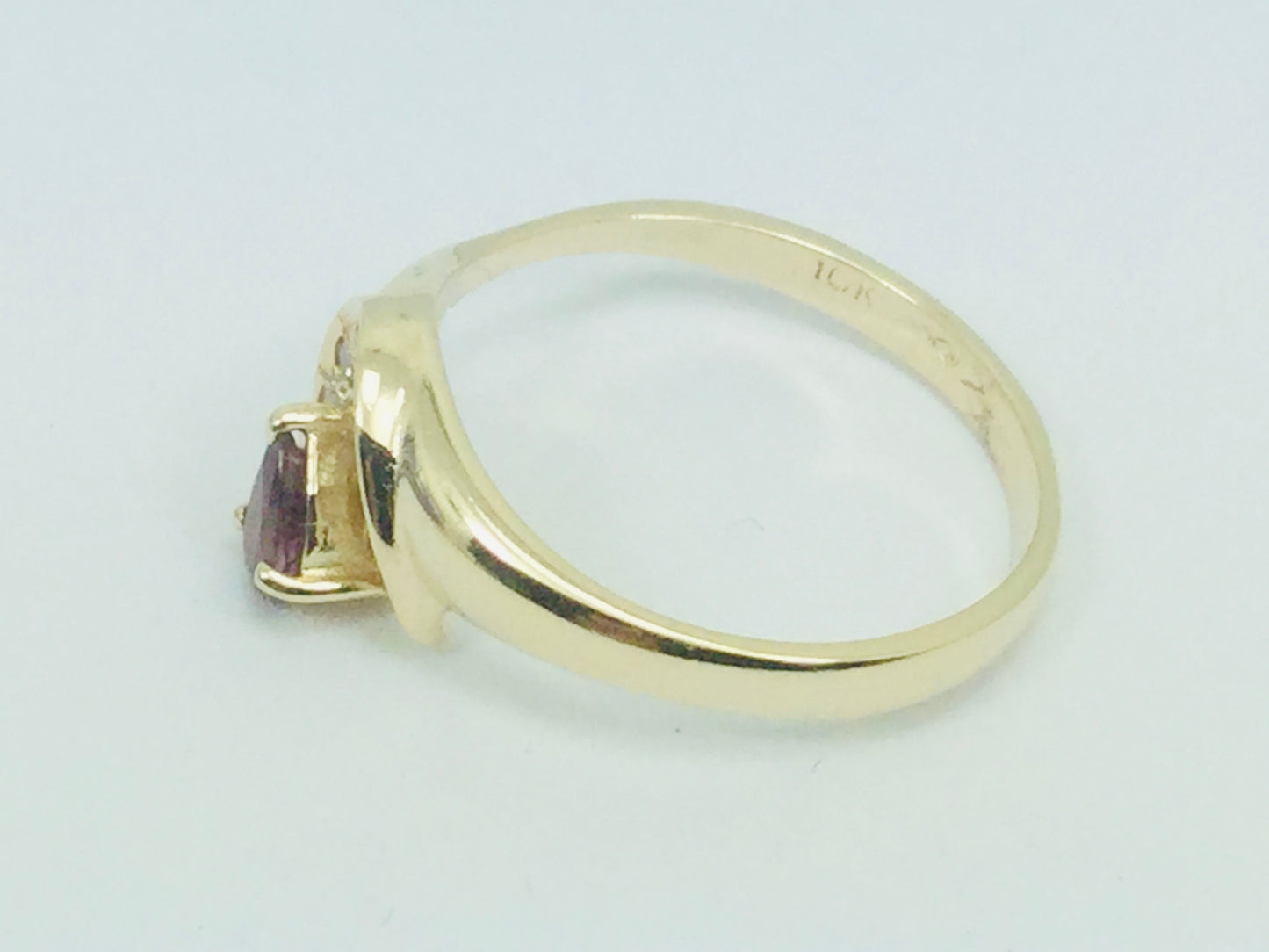 10k Yellow Gold Pear Cut Ruby July Birthstone & Diamond Ring