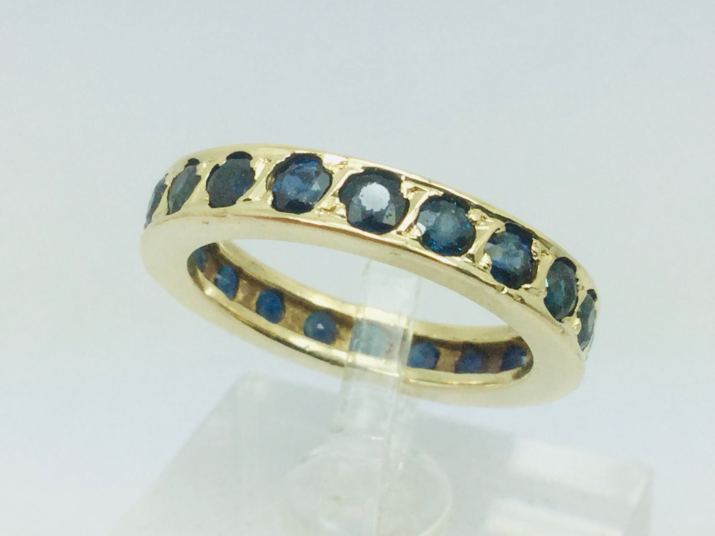 10k Yellow Gold Round Cut 1.2ct Sapphire September Birthstone Eternity Band Ring