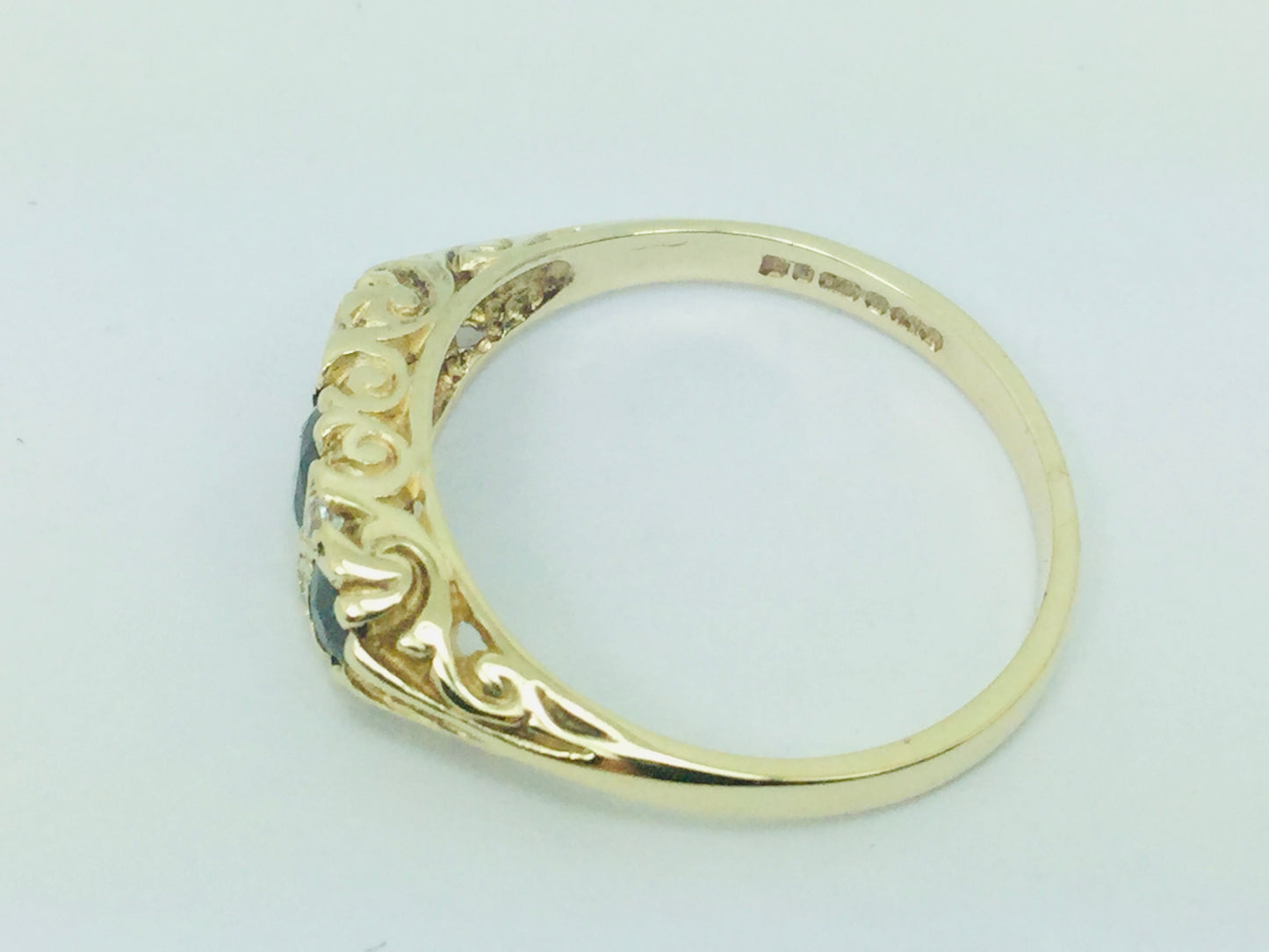 9k Yellow Gold Round Cut 45pt Sapphire September Birthstone & Cubic Zirconia (CZ) Ring