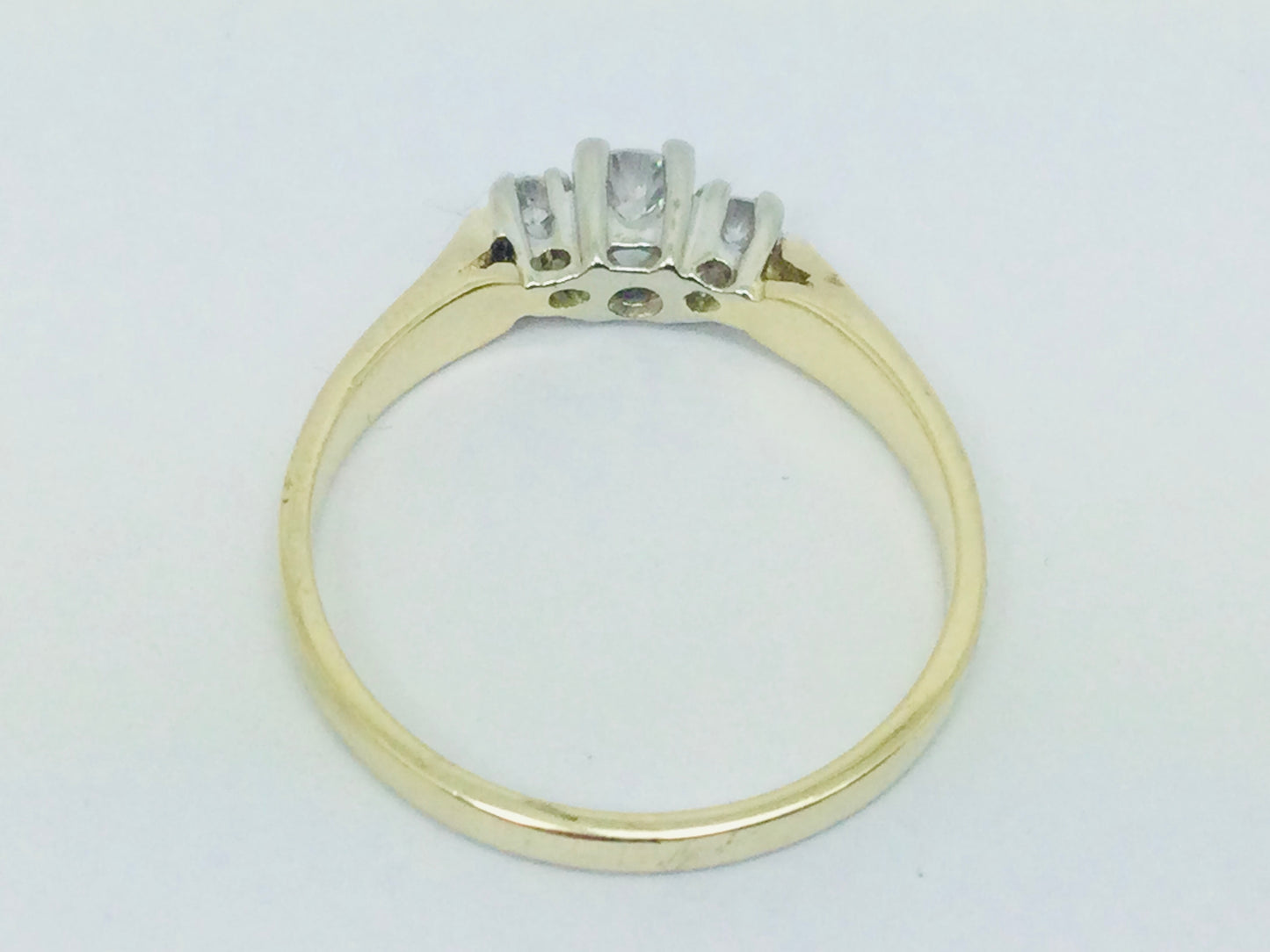 14k Yellow Gold 17pt Round Cut Diamond Trinity Ring
