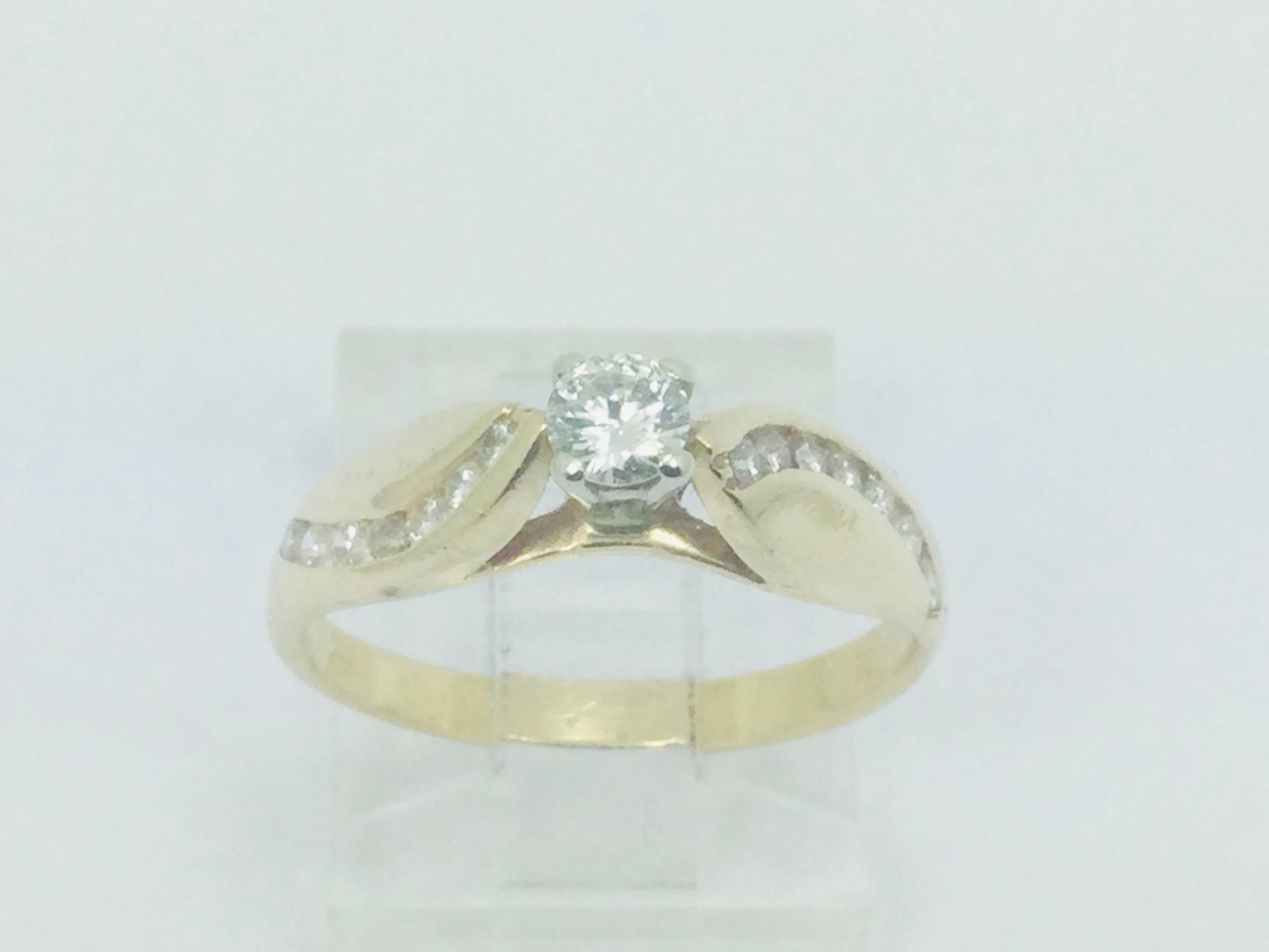14k Yellow Gold Round Cut 31pt Diamond and Channel Set Accents Ring