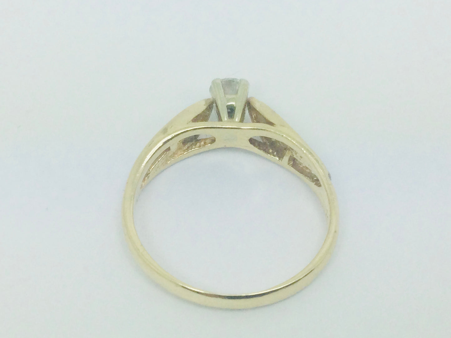 14k Yellow Gold Round Cut 31pt Diamond and Channel Set Accents Ring