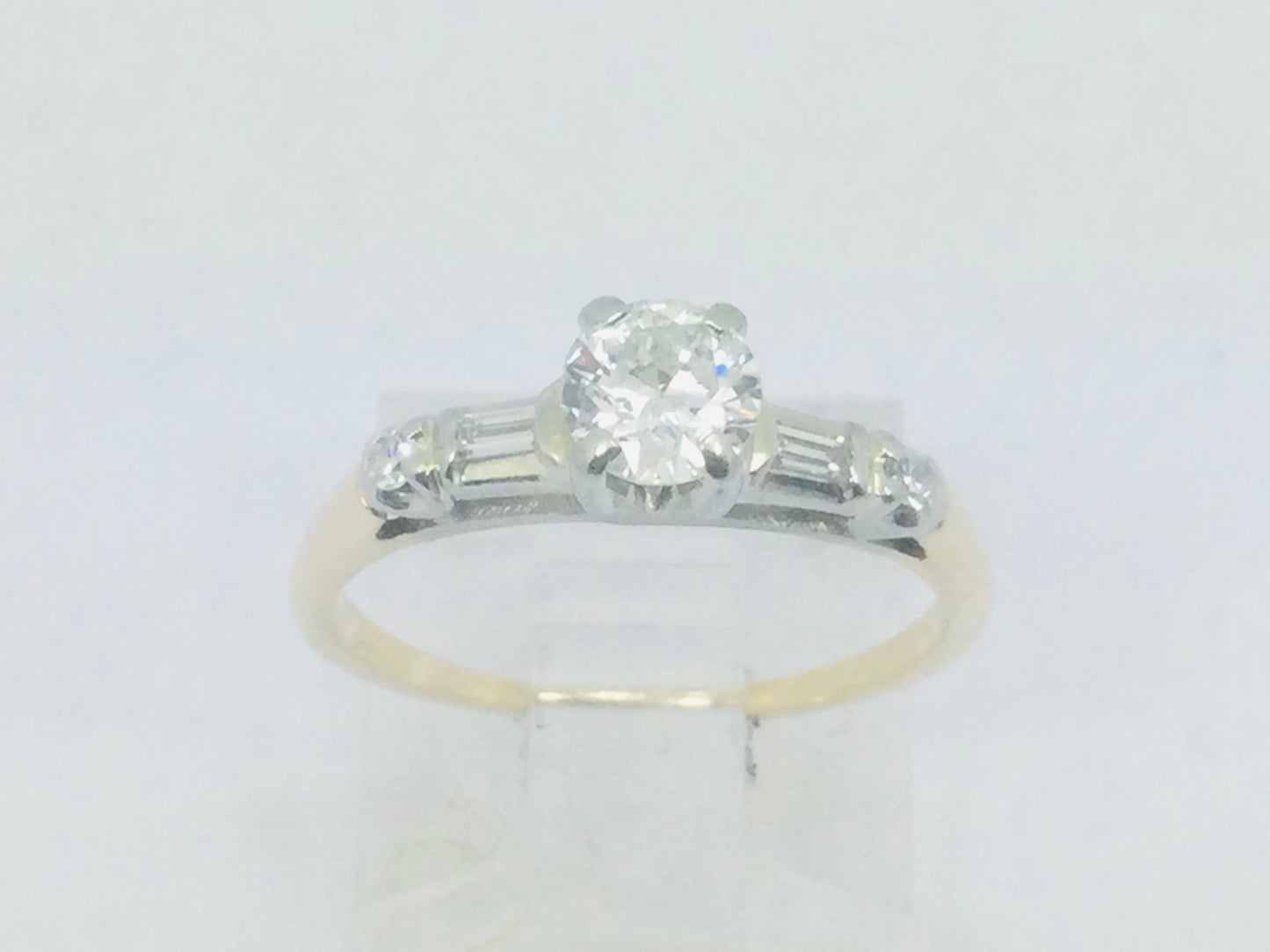 14k Yellow and White Gold Round Cut 48pt Diamond Ring