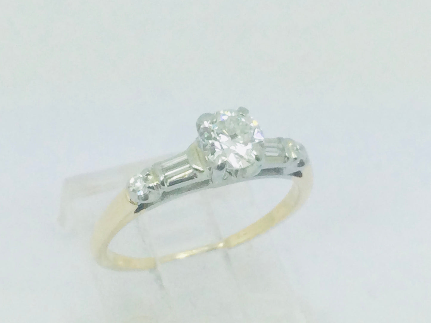 14k Yellow and White Gold Round Cut 48pt Diamond Ring