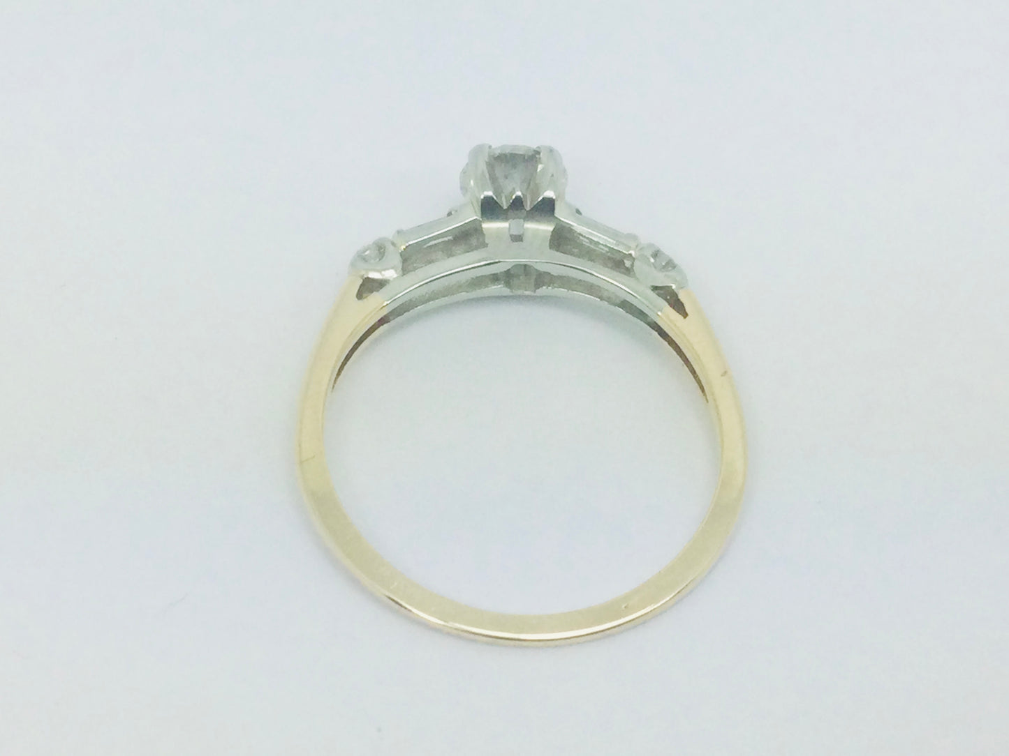 14k Yellow and White Gold Round Cut 48pt Diamond Ring