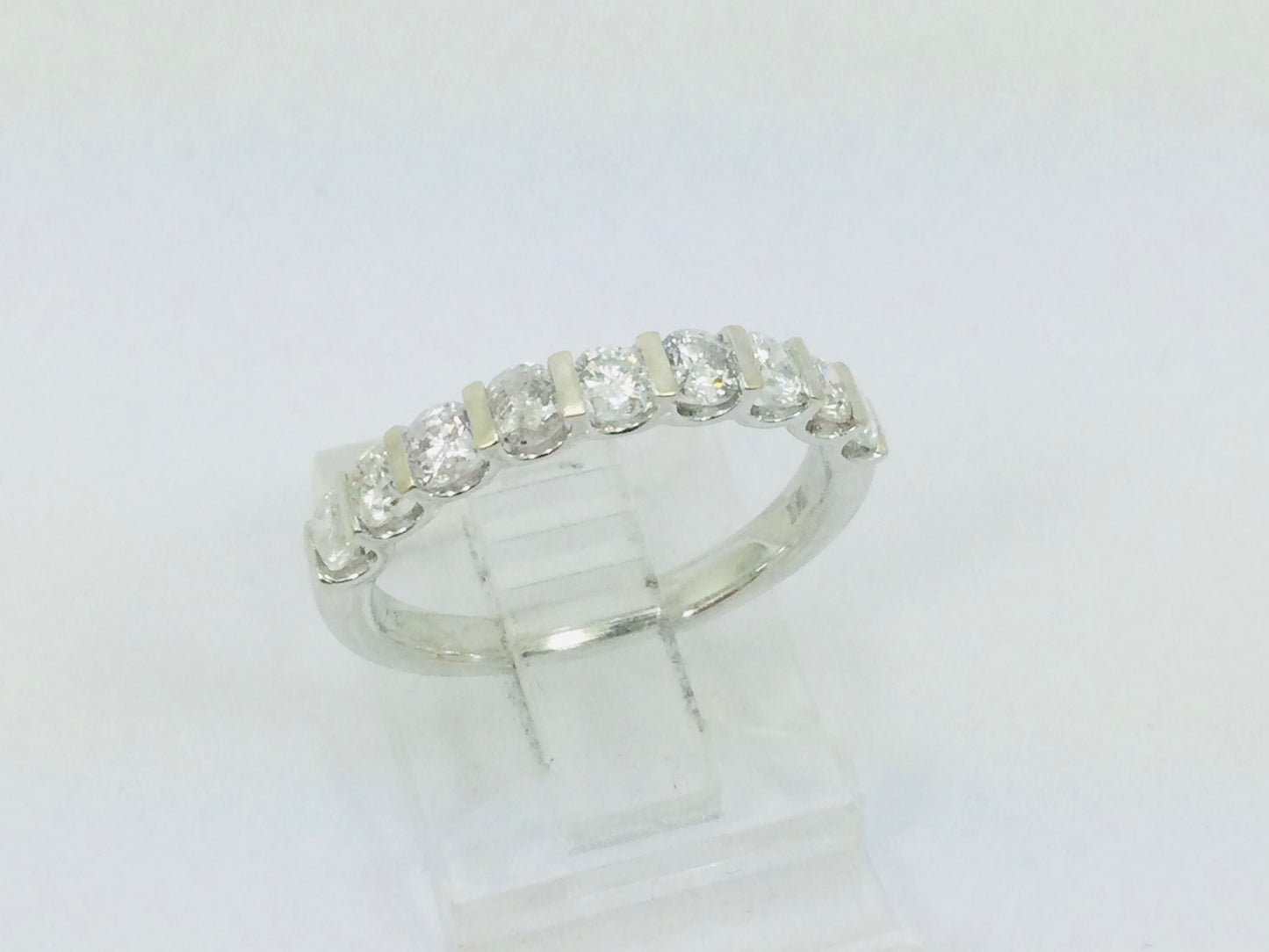 14k White Gold Round Cut 0.72ct Diamond Row Set Ring