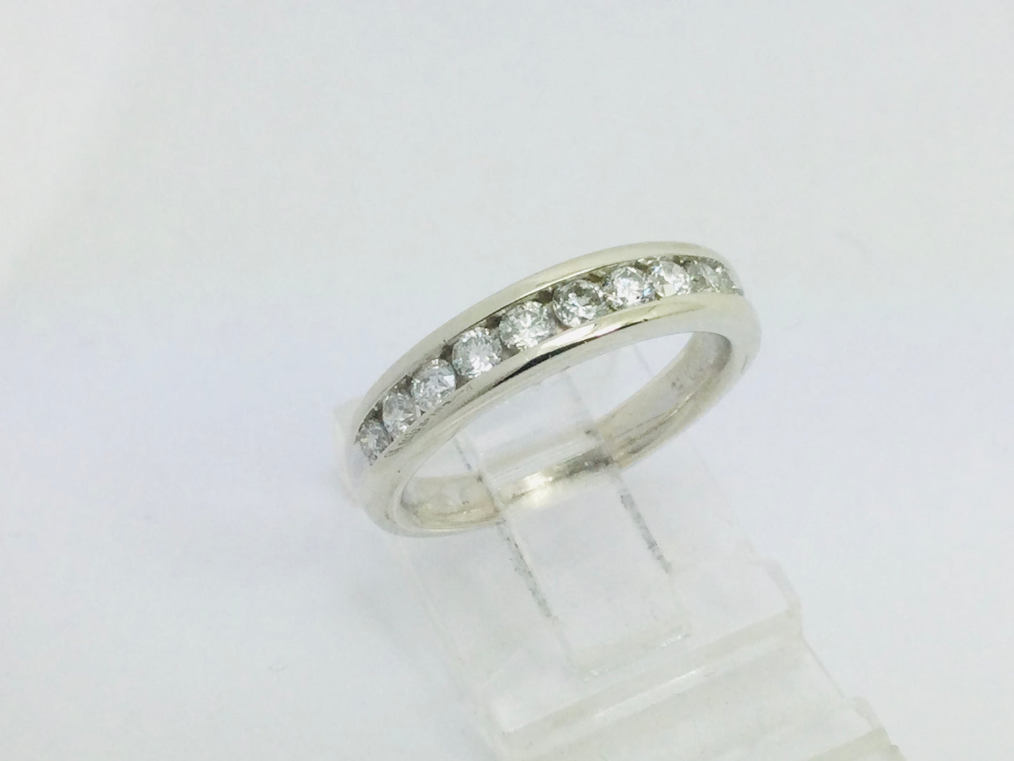 14k White Gold Round Cut 50pt Diamond Channel Set Ring