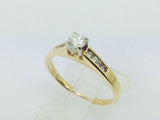 14k Yellow Gold Round Cut 39pt Diamond Channel Set Engagement Ring & Wedding Band Set