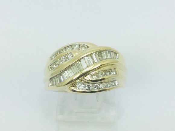 14k Yellow Gold 1ct Round Cut Diamond Channel Set Cluster Ring