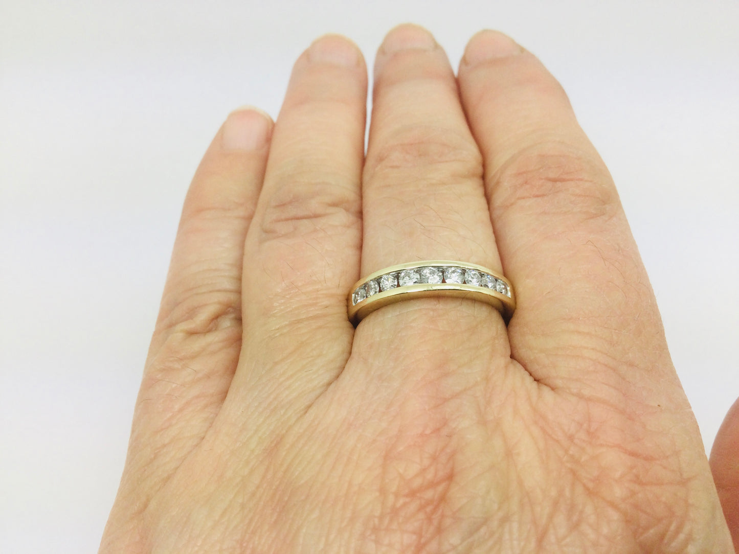 14k Yellow Gold Round Cut 45pt Diamond Channel Set Ring