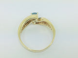 14k Yellow Gold Round Cut 35pt Blue Spinel & 16pt Diamond Ring