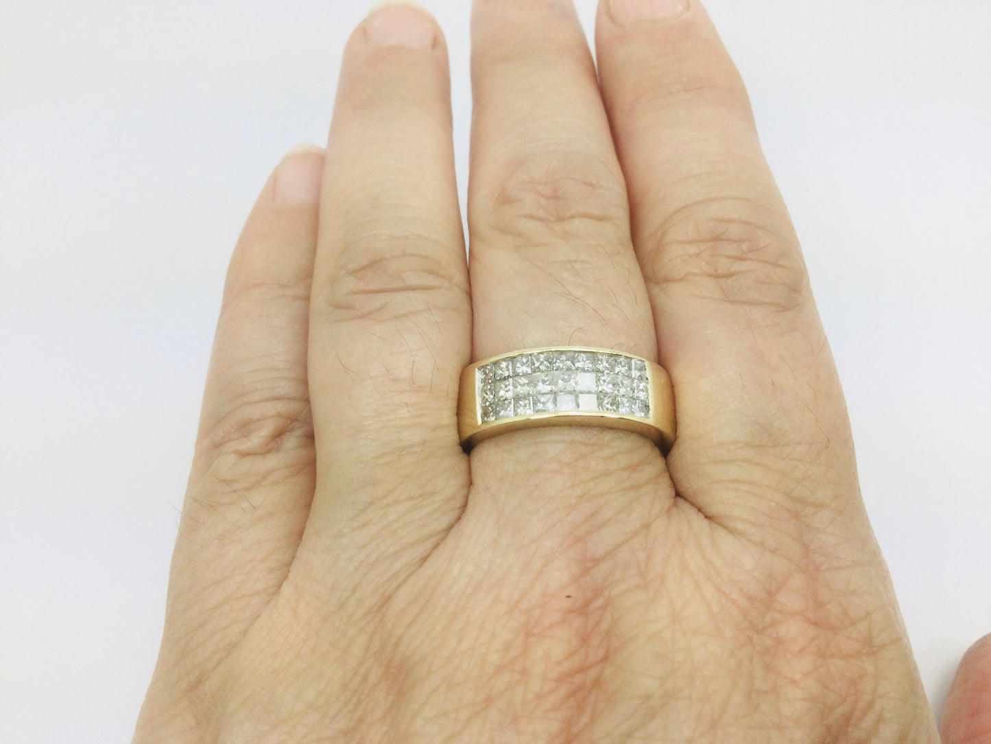 14k Yellow Gold Princess Cut 1.35ct Diamond Row Set Ring