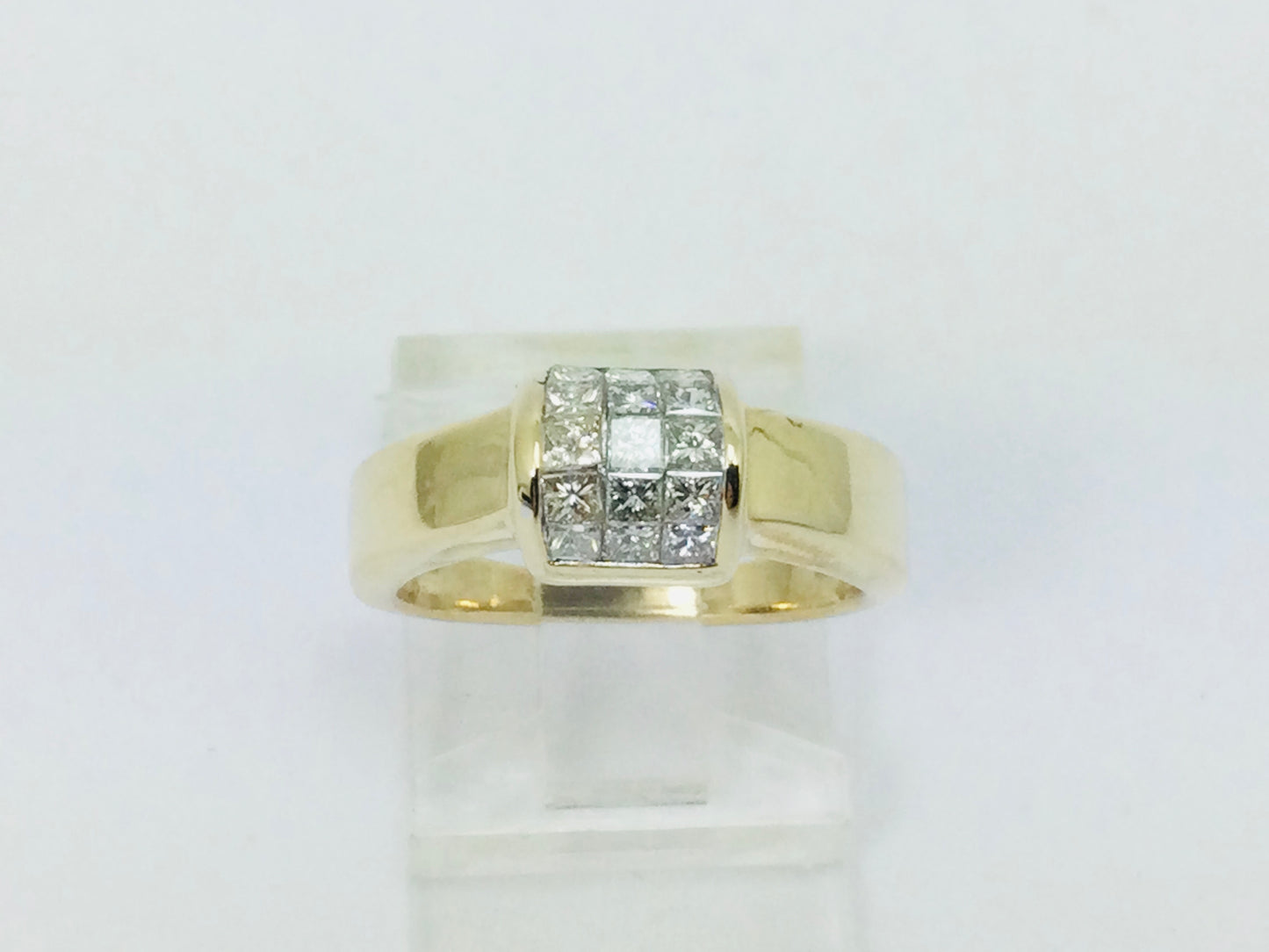 14k Yellow Gold Princess Cut 60pt Diamond Cluster Ring