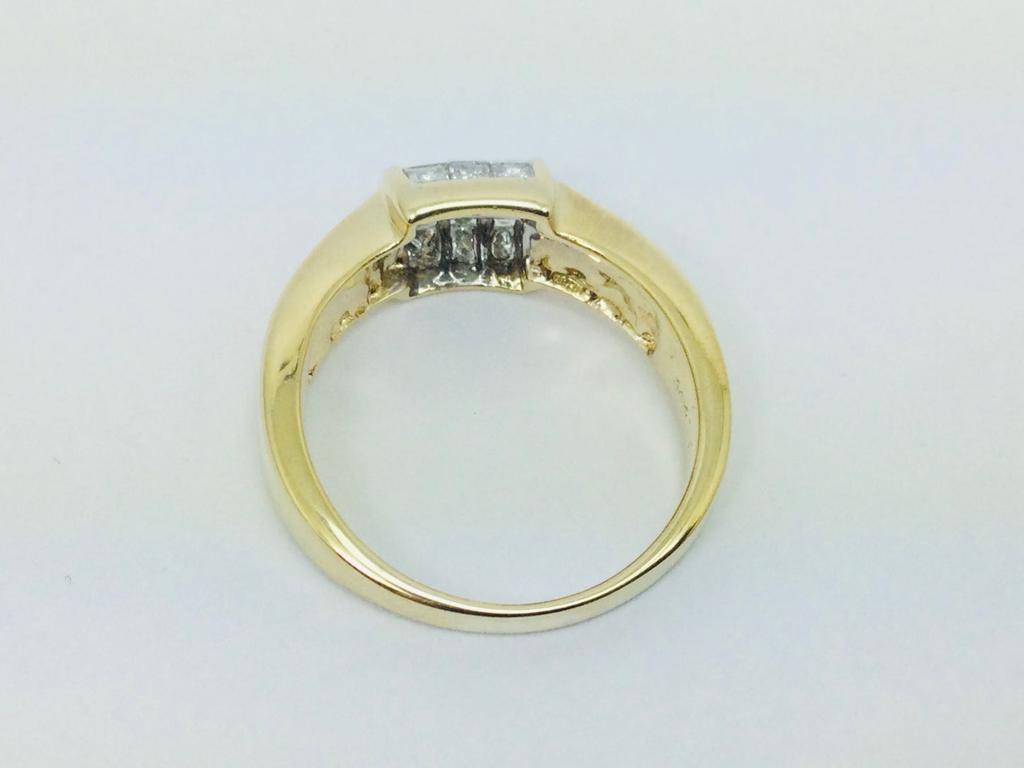 14k Yellow Gold Princess Cut 60pt Diamond Cluster Ring