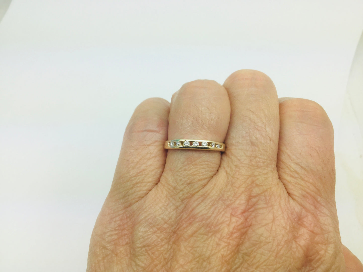 14k Yellow Gold Round Cut 0.14ct Diamond Channel Set Ring