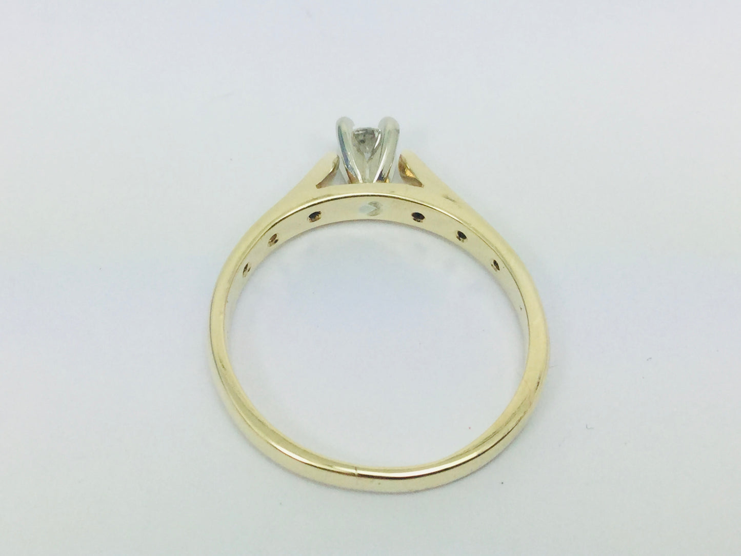 14k Yellow Gold Round Cut 21pt Diamond Solitaire with Accents Ring