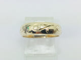10k Yellow Gold Leaves and Swirls Band Ring