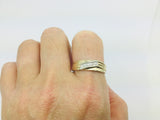 10k Yellow and White Gold Round Cut 5pt Diamond Row Set Band Ring
