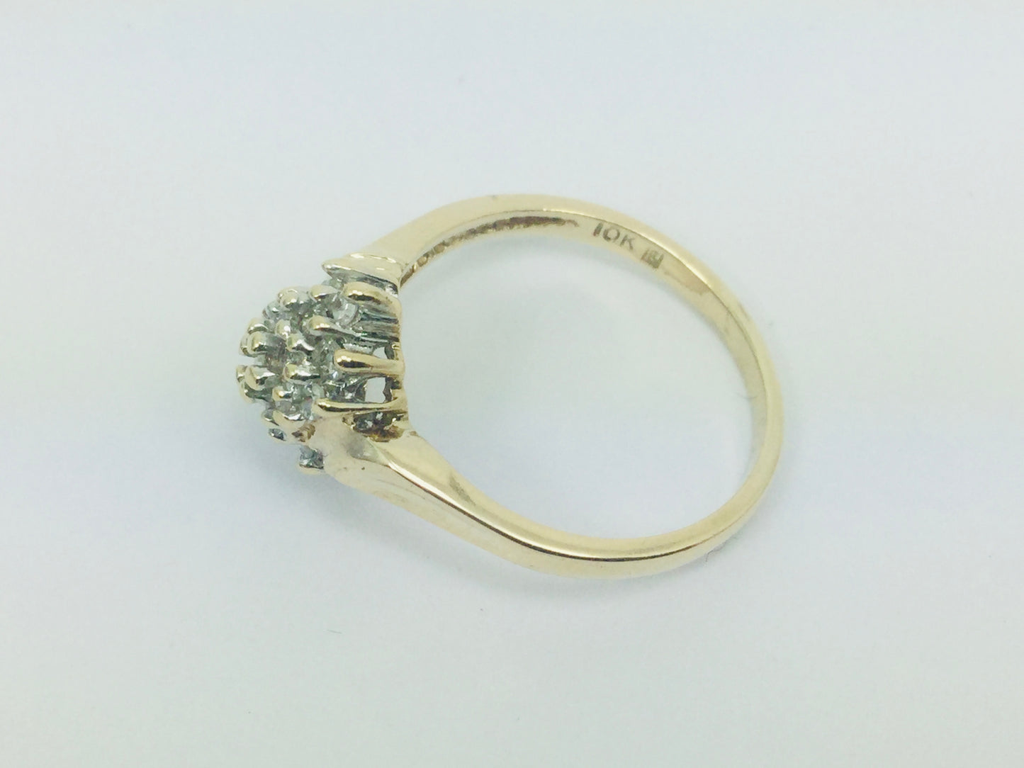 10k Yellow Gold Round Cut 34pt Diamond Cluster Ring