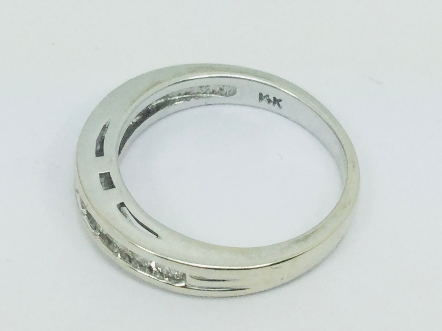14k White Gold Round Cut 20pt Channel Set Diamond Band Ring