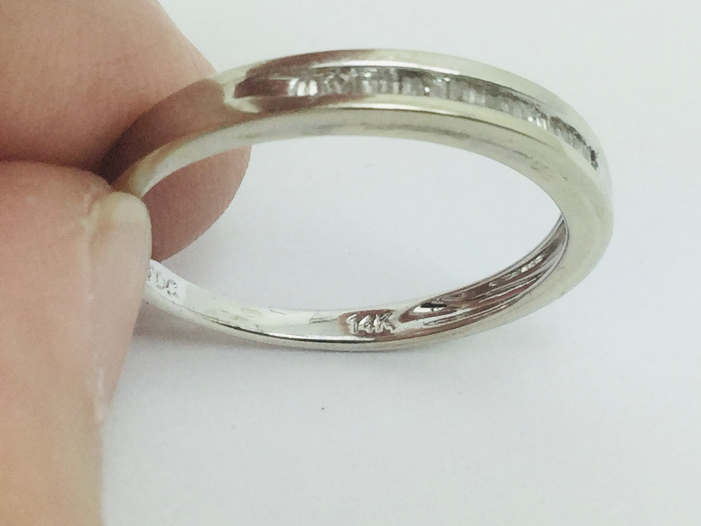 14k White Gold Baguette Cut 18pt Channel Set Diamond Band Ring