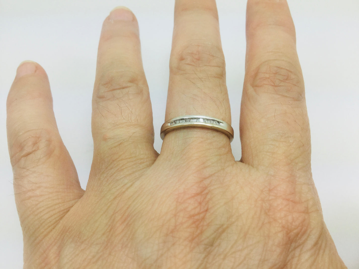 14k White Gold Baguette Cut 18pt Channel Set Diamond Band Ring