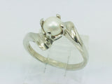 10k White Gold Genuine Pearl June Birthstone Ring