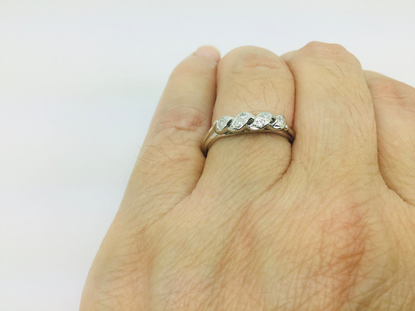14k White Gold Round Cut 6pt Diamond Bridal Knot Ring