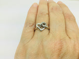 10k White Gold Round Cut 5pt Diamond Heart Ring