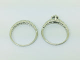 10k White Gold Round Cut 25pt Diamond Illusion Set Engagement Ring & Wedding Band Set