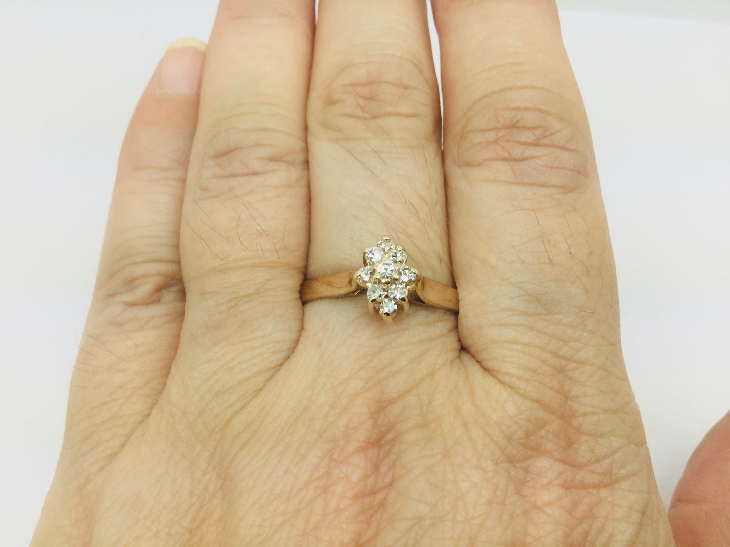 10k Yellow Gold Round Cut 18pt Diamond Cluster Ring