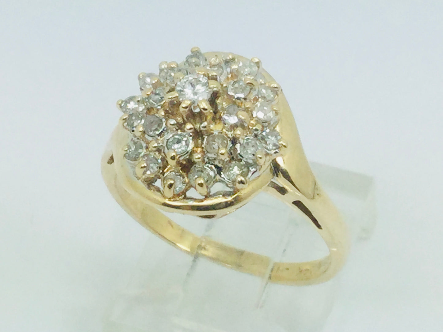 14k Yellow Gold Round Cut 40pt Diamond Cluster Ring