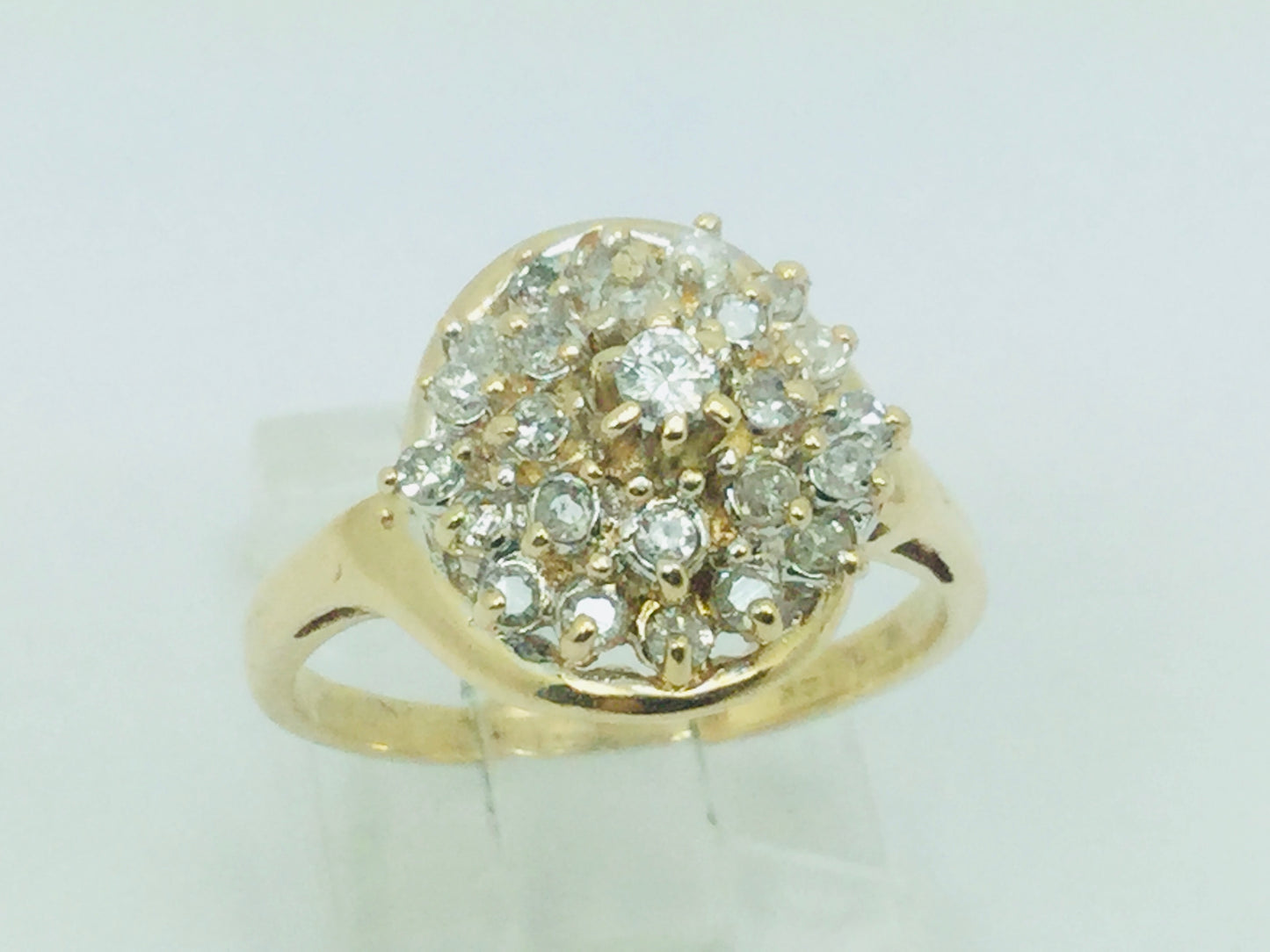 14k Yellow Gold Round Cut 40pt Diamond Cluster Ring