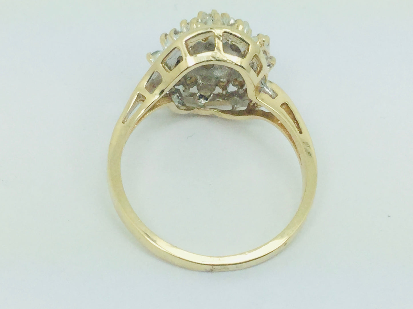14k Yellow Gold Round Cut 40pt Diamond Cluster Ring
