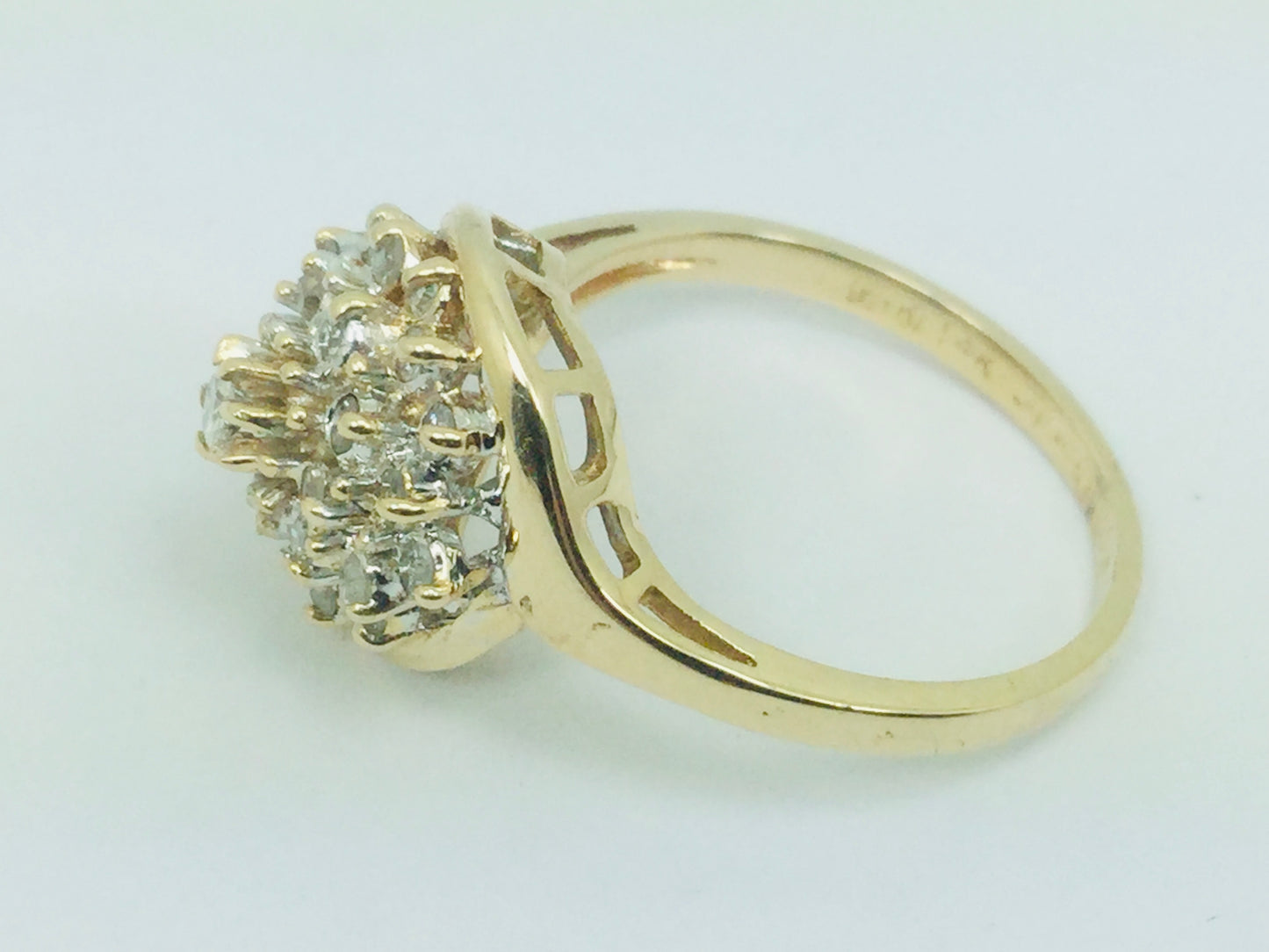 14k Yellow Gold Round Cut 40pt Diamond Cluster Ring
