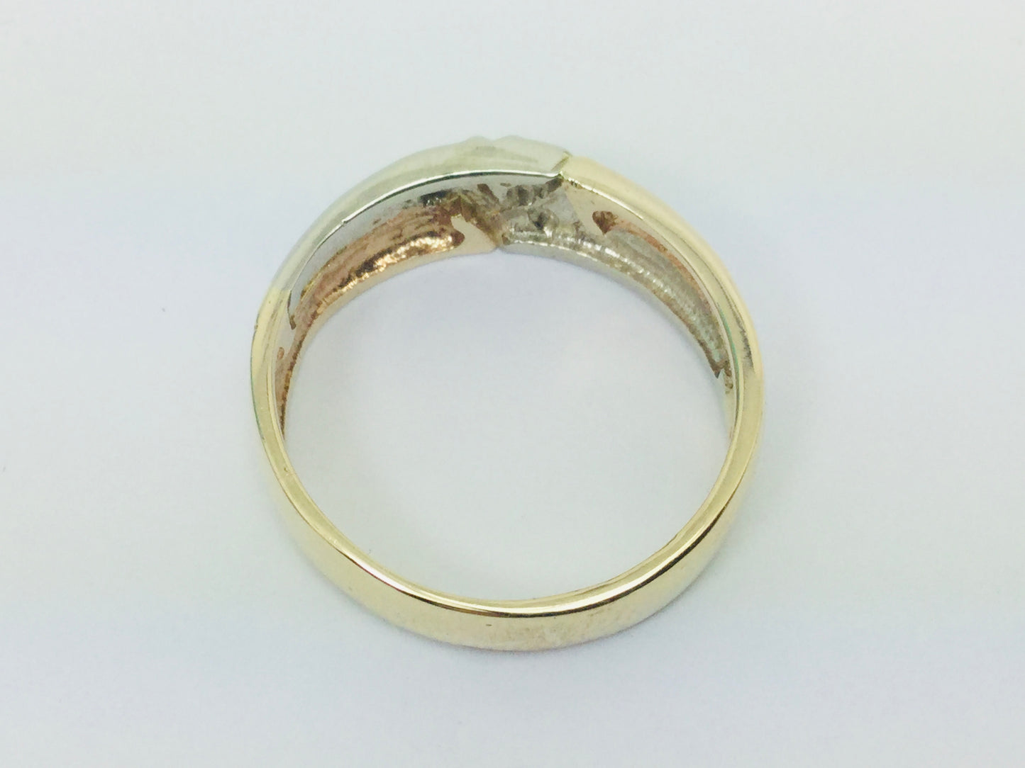 10k Yellow and White Gold Round Cut 4.5pt Diamond Row Set Ring