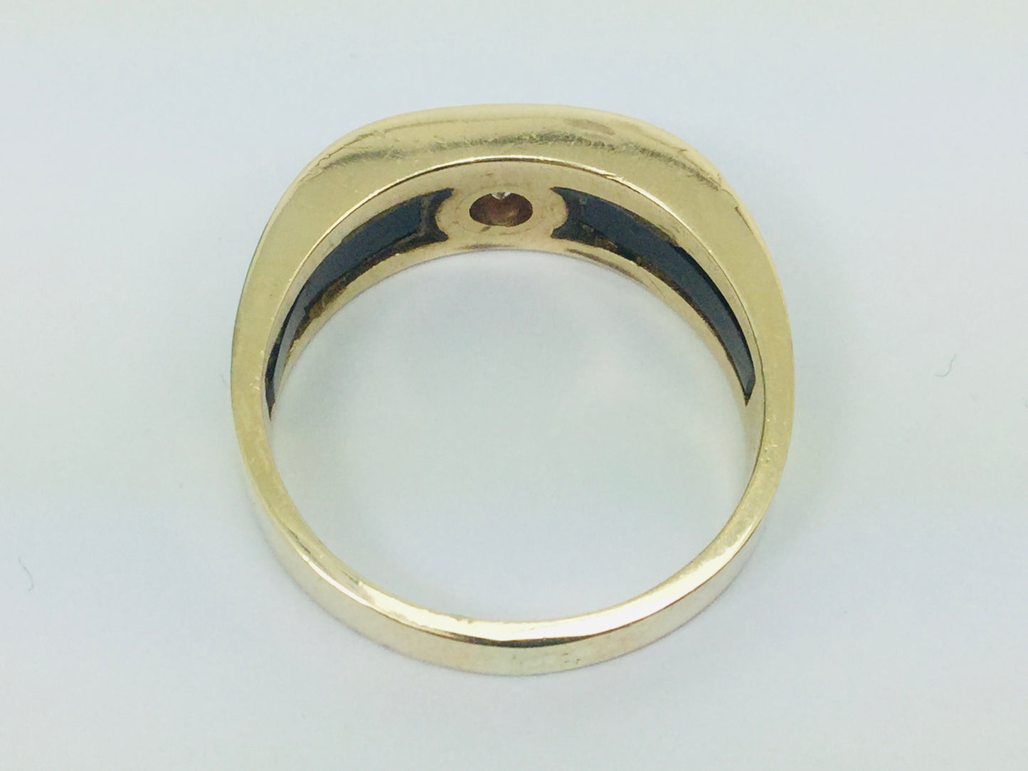 14k Yellow Gold Round Cut 25pt Diamond Solitaire & Black Onyx Ring