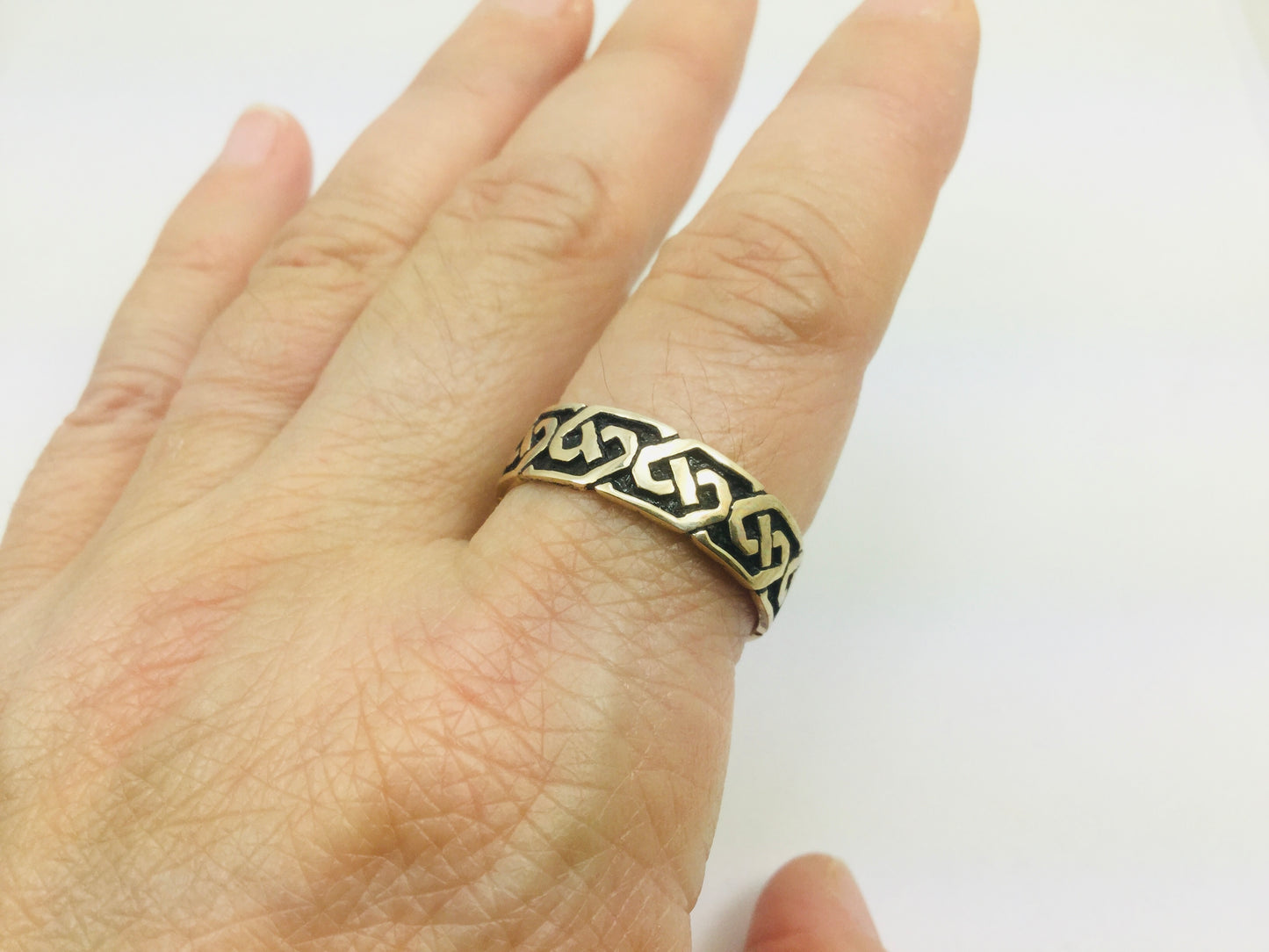 10k Yellow Gold 6.35mm Custom Celtic Pattern Band Ring
