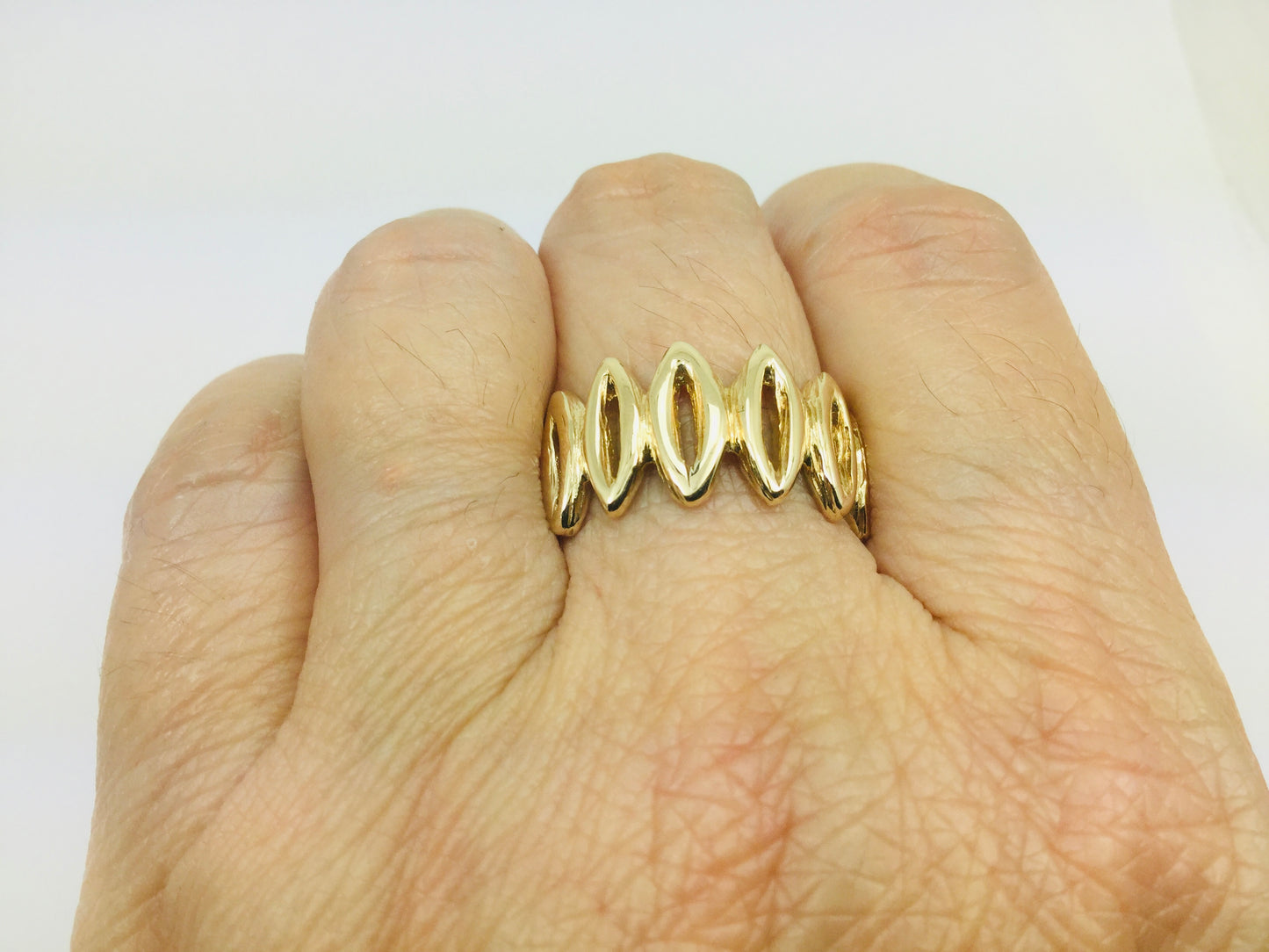 10k Yellow Gold 11.2mm Custom Pattern Band Ring