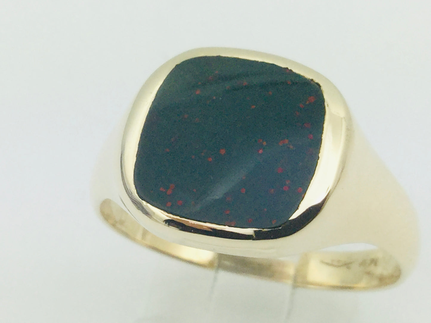 14k Yellow Gold Square Cut Bloodstone Ring